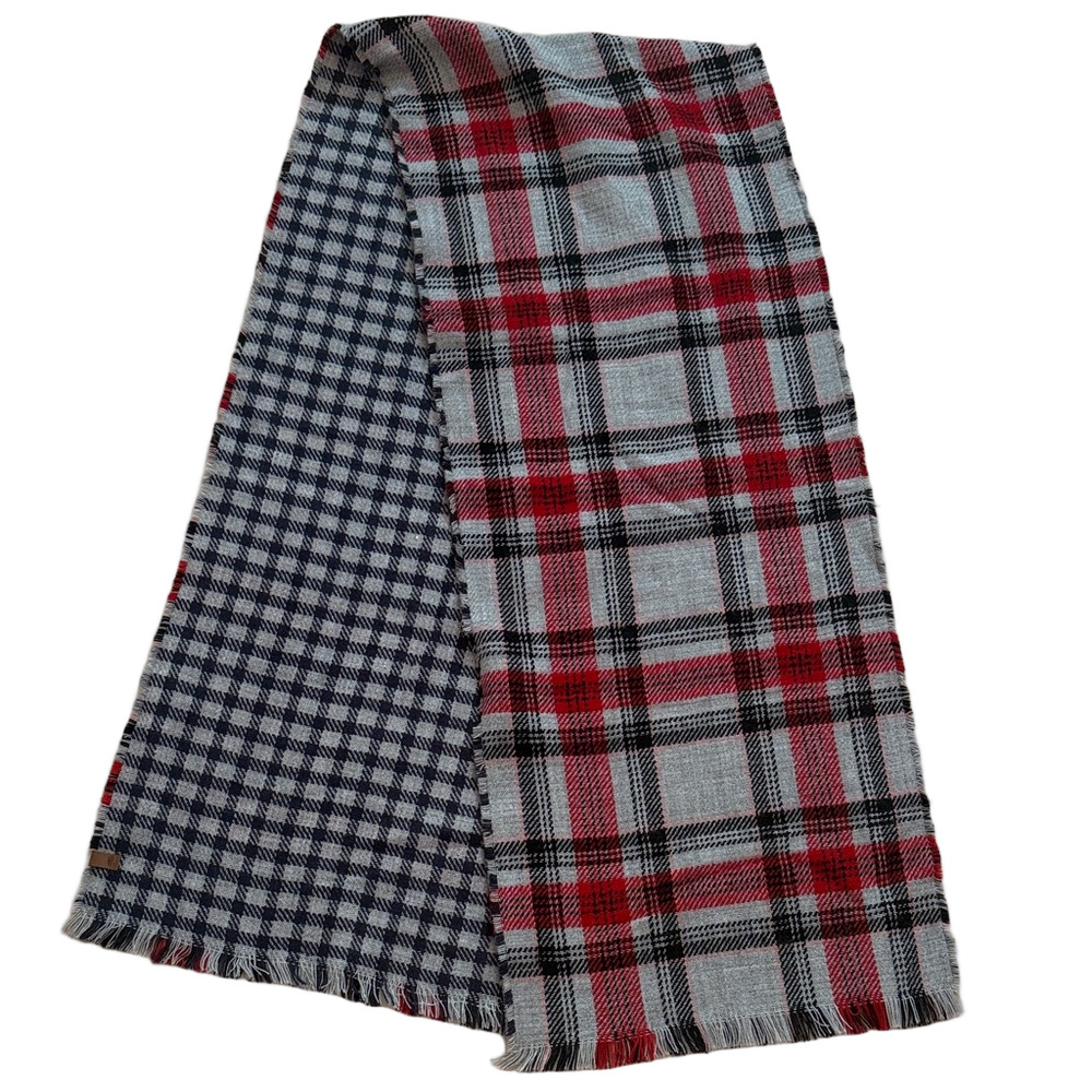 Roots Cumberland Plaid Scarf Red Grey Black O/S – Cozy Cabin Style